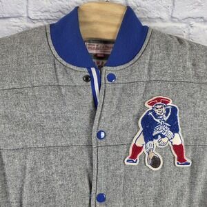 Mitchell & Ness Gray Wool Varsity Jacket with Blue & Red Patch